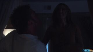 Beautiful teen at night sucks dick and rides