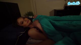 Bad stepmother shares the bed with her stepson on the trip - her panties slide to the side