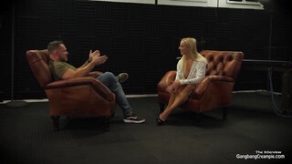 Gangbang creampie - interview with a blonde milf