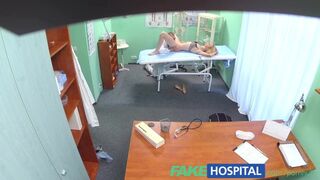 Skinny Blonde's Gagging Blowjobs Erupt in Clinic Cumshot