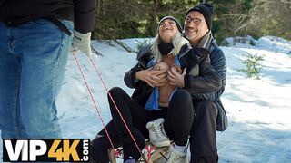 Lucette Nice Skis into Wild Outdoor Pussy Pounding