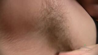 Suzie shows her hairy pussy, then spreads her thick thighs and offers the pink