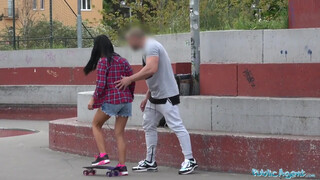 Public Agent Bangs Apolonia with Her Man Watching