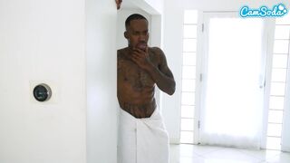 Tetoed stepmother's hard fuck with a huge dick while her husband plays with a big black dick