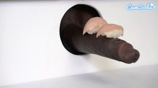 Big-breasted lesbian milfs sushi glory hole adventure with bc blow job and cute Asian tinito