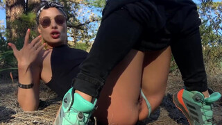 Hiking Hottie Fingers Juicy Pussy Outdoors