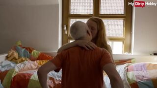 Blonde teen moan while old man fucks his pussy