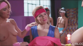 Aerobics Babes Erupt into Sweaty Pussy Orgy Chaos