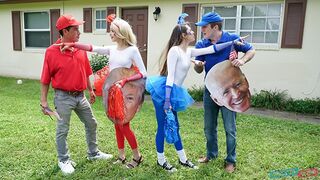Teens Swap Holes on Daddys Dick for Election Thrills