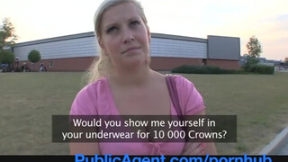 Busty Public Pickup Babe Bares Pussy for Stranger