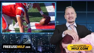Breaking news: a man news reporter fucks his red colleague and 18-year-old actress