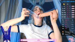 Eager Vixen Sucks Double Dildos Deep and Sloppy