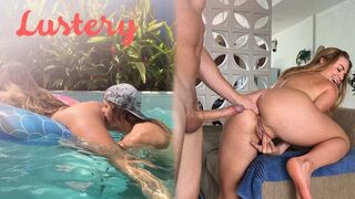 Buxom's blonde amateur butt is fucked after swimming