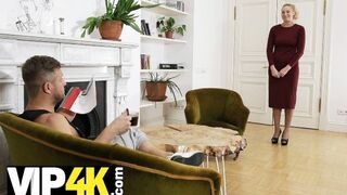Russian MILF Blonde Seduces Stud in Sheer Stockings Fuckfest