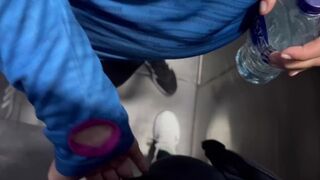 Gym seduction: hot massage in the toilet