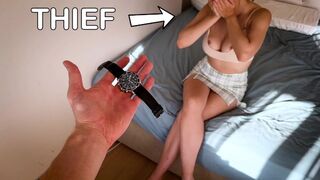 She was caught stealing, so she paid for it