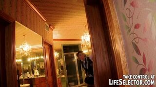 Sentimental adventure in Life Selector: First experiences of wild college girls with Isis Taylor and her friends anal threesome
